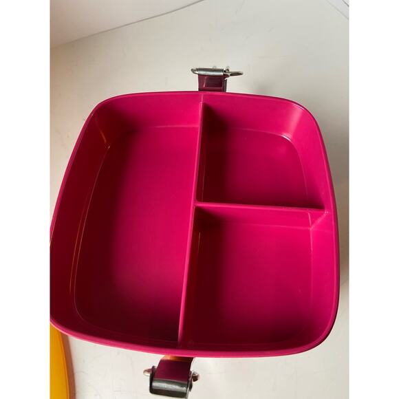 Vintage Gold Fish Brand Mid-Century Modern Melamine Stacking Lunchbox Snack Tote - Picture 10 of 12